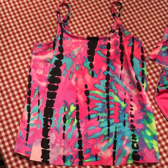 Justice Swimwear Tankini bikini and upf top - Picture 2 of 6